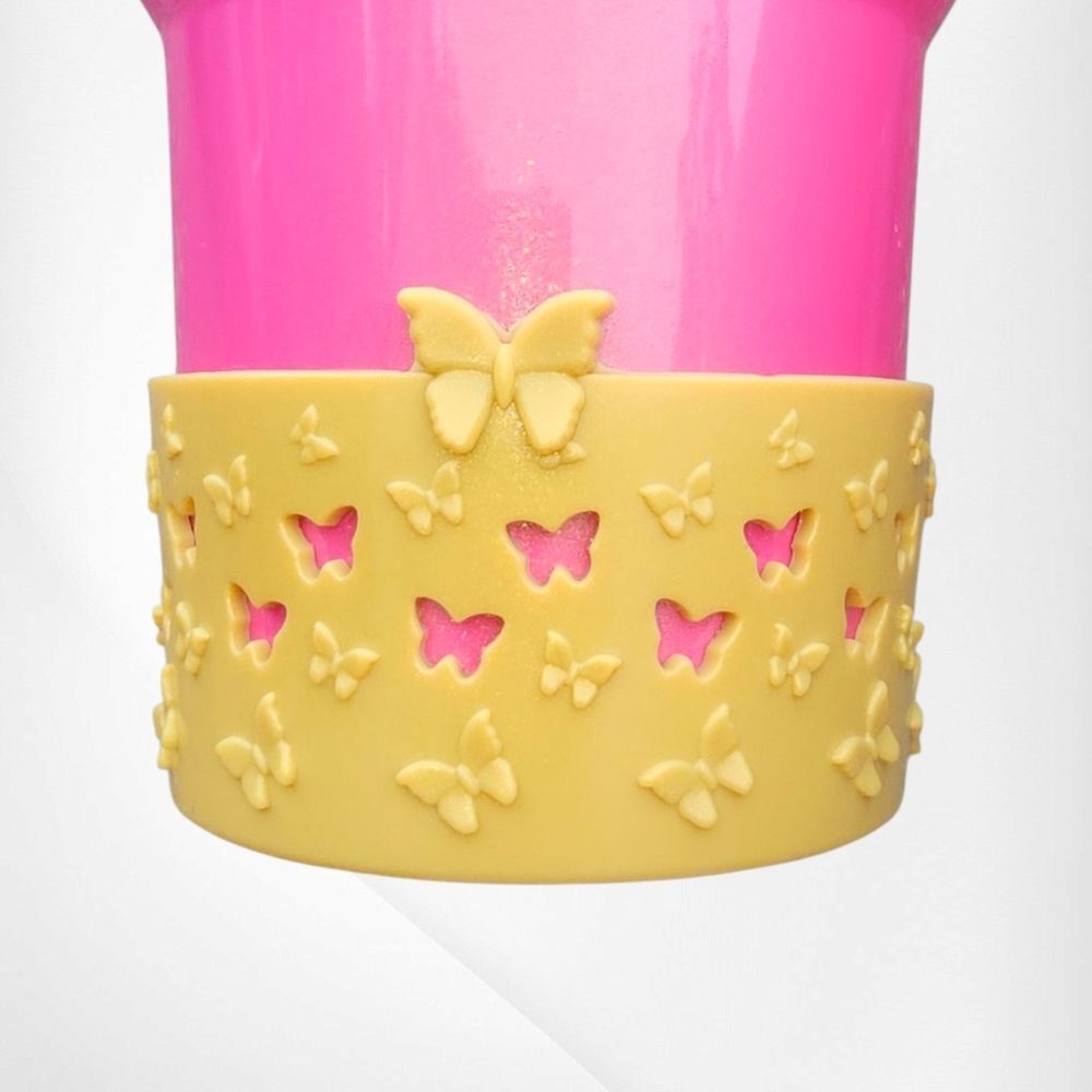 Gold Shimmer 3D Textured Butterfly Silicone Tumbler Boot - Cup Sleeve